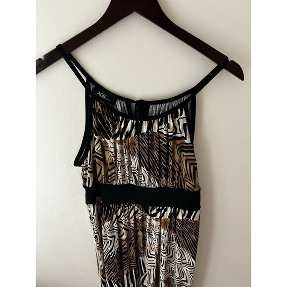 AGB Petites Women’s Medium Animal Print Maxi Dress Tie Back Y2K Resort Summer - Picture 3 of 8
